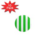 Vertical Stripes - White and Lime Green 1  Mini Magnet (10 pack)