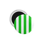 Vertical Stripes - White and Lime Green 1.75  Magnet