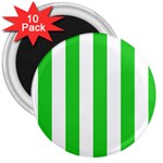 Vertical Stripes - White and Lime Green 3  Magnet (10 pack)