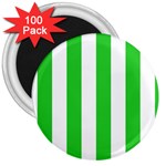 Vertical Stripes - White and Lime Green 3  Magnet (100 pack)