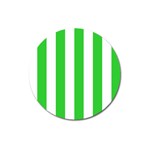 Vertical Stripes - White and Lime Green Magnet 3  (Round)