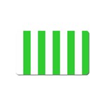 Vertical Stripes - White and Lime Green Magnet (Name Card)