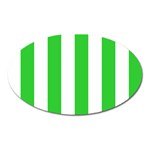 Vertical Stripes - White and Lime Green Magnet (Oval)