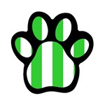 Vertical Stripes - White and Lime Green Magnet (Paw Print)