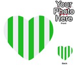 Vertical Stripes - White and Lime Green Multi-purpose Cards (Heart)