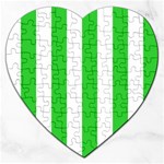 Vertical Stripes - White and Lime Green Jigsaw Puzzle (Heart)