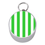 Vertical Stripes - White and Lime Green Silver Compass (Mini)