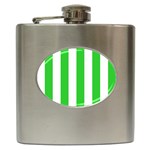 Vertical Stripes - White and Lime Green Hip Flask (6 oz)