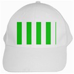 Vertical Stripes - White and Lime Green White Cap