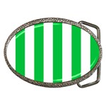 Vertical Stripes - White and Dark Pastel Green Belt Buckle