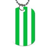 Vertical Stripes - White and Dark Pastel Green Dog Tag (Two Sides)