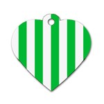 Vertical Stripes - White and Dark Pastel Green Dog Tag Heart (Two Sides)