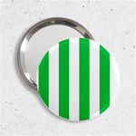 Vertical Stripes - White and Dark Pastel Green 2.25  Handbag Mirror