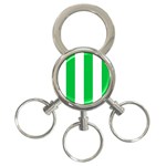 Vertical Stripes - White and Dark Pastel Green 3-Ring Key Chain