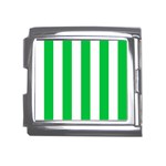 Vertical Stripes - White and Dark Pastel Green Mega Link Italian Charm (18mm)