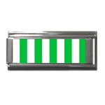 Vertical Stripes - White and Dark Pastel Green Superlink Italian Charm (9mm)