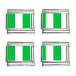 Vertical Stripes - White and Dark Pastel Green 9mm Italian Charm (4 pack)