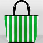 Vertical Stripes - White and Dark Pastel Green Bucket Bag