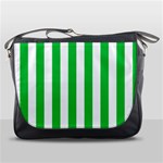 Vertical Stripes - White and Dark Pastel Green Messenger Bag