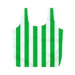 Vertical Stripes - White and Dark Pastel Green Full Print Recycle Bag (M)