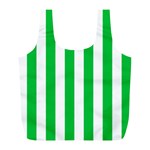 Vertical Stripes - White and Dark Pastel Green Full Print Recycle Bag (L)