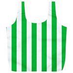 Vertical Stripes - White and Dark Pastel Green Full Print Recycle Bag (XL)