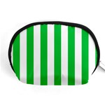 Vertical Stripes - White and Dark Pastel Green Accessory Pouch (Medium)