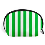 Vertical Stripes - White and Dark Pastel Green Accessory Pouch (Large)