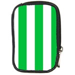Vertical Stripes - White and Dark Pastel Green Compact Camera Leather Case