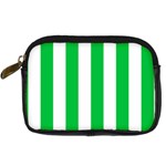Vertical Stripes - White and Dark Pastel Green Digital Camera Leather Case