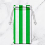 Vertical Stripes - White and Dark Pastel Green Jewelry Bag
