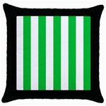 Vertical Stripes - White and Dark Pastel Green Throw Pillow Case (Black)