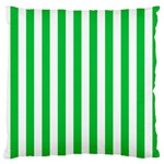 Vertical Stripes - White and Dark Pastel Green Large Flano Cushion Case (Two Sides)