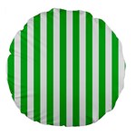 Vertical Stripes - White and Dark Pastel Green Large 18  Premium Round Cushion