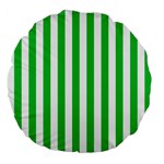 Vertical Stripes - White and Dark Pastel Green Large 18  Premium Flano Round Cushion