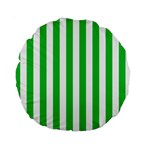 Vertical Stripes - White and Dark Pastel Green Standard 15  Premium Round Cushion