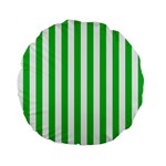 Vertical Stripes - White and Dark Pastel Green Standard 15  Premium Flano Round Cushion