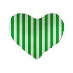 Vertical Stripes - White and Dark Pastel Green Standard 16  Premium Flano Heart Shape Cushion