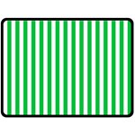 Vertical Stripes - White and Dark Pastel Green Fleece Blanket (Large) (One Side)