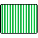 Vertical Stripes - White and Dark Pastel Green Fleece Blanket (Medium) (One Side)