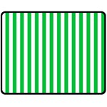 Vertical Stripes - White and Dark Pastel Green Double Sided Fleece Blanket (Medium) (Two Sides)