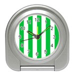 Vertical Stripes - White and Dark Pastel Green Desk Alarm Clock
