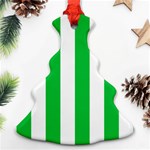 Vertical Stripes - White and Dark Pastel Green Christmas Tree Ornament (Two Sides)