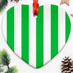 Vertical Stripes - White and Dark Pastel Green Ornament (Heart)