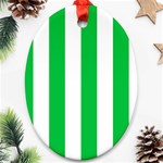 Vertical Stripes - White and Dark Pastel Green Oval Ornament (Two Sides)