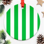 Vertical Stripes - White and Dark Pastel Green Ornament (Round)