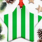 Vertical Stripes - White and Dark Pastel Green Ornament (Star)