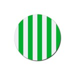 Vertical Stripes - White and Dark Pastel Green Rubber Round Coaster (4 pack)