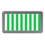Vertical Stripes - White and Dark Pastel Green Memory Card Reader (Mini)