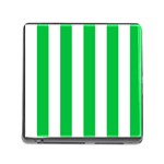 Vertical Stripes - White and Dark Pastel Green Memory Card Reader (Square)